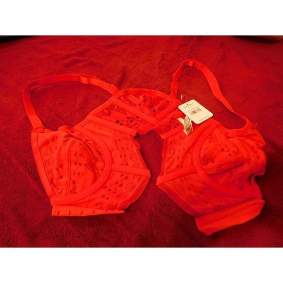 Free People 34D Bra Bustier Summer RED Intimate Underwire Lace NEW - Picture 4 of 8